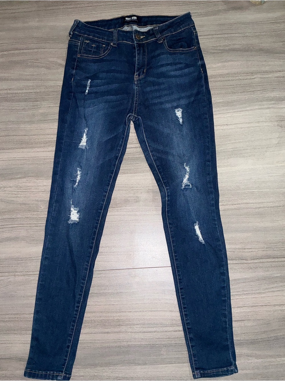 Wax Jean Dark Wash Distressed Skinny Jeans Size 9 / 29 Women Junior
